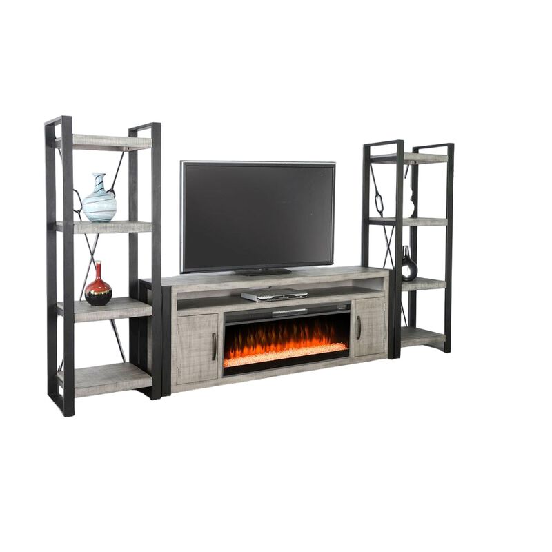 Sunny Designs 126 Media Wall with Electric Fireplace