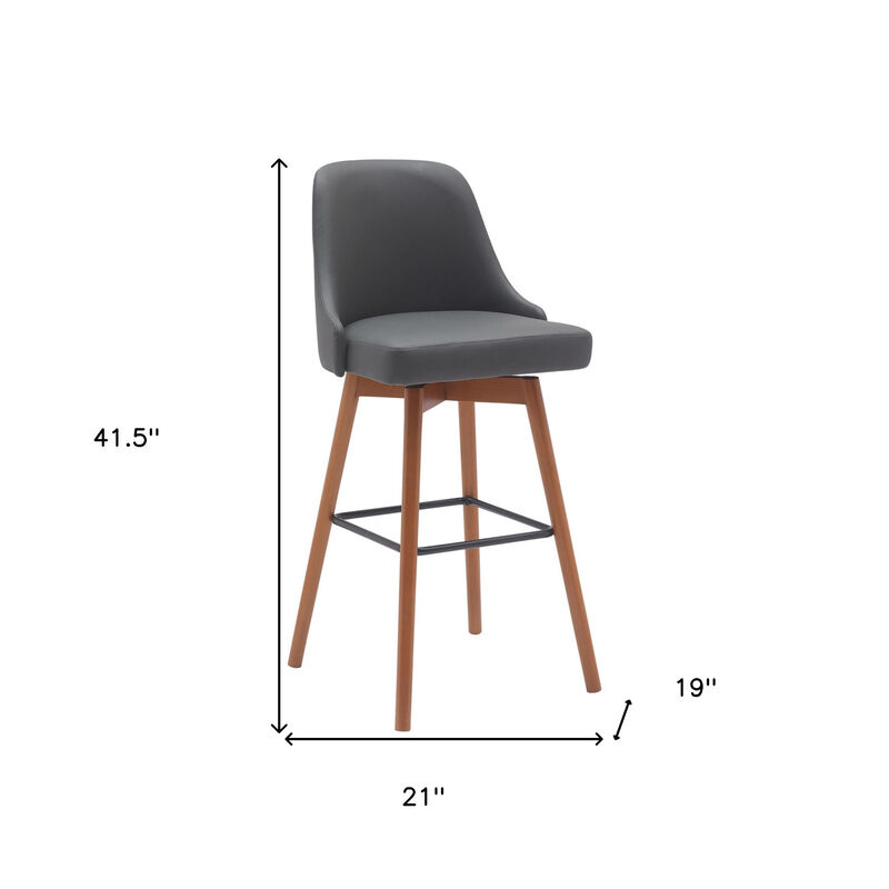 HomeRoots Solid Wood and Fabric Armless Swivel Bar Stool image number 6