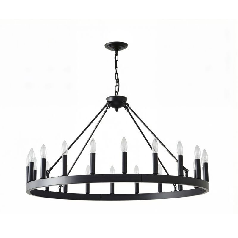 ELEMENT ACE 20-Light Extra Large Wagon Wheel Chandelier for High Ceilings, Ideal for Dining Room, Living Room, Kitchen, Bedroom and Porch Indoor Hanging Lighting image number 0