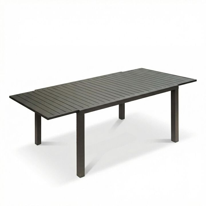 CLIHOME Outdoor Patio Expandable 60"- 89" Dining Table, Adjustable Metal Aluminum 6-8 Person Rectangular Table