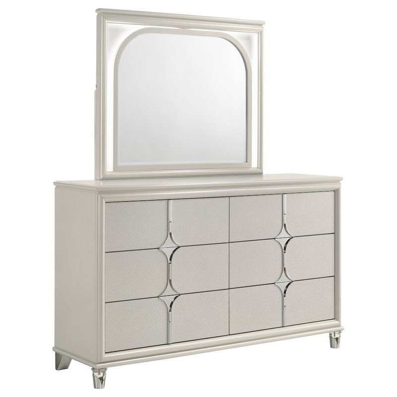 Coaster Co. of America Olivia 6-drawer Dresser and LED Mirror Pearl White image number 0