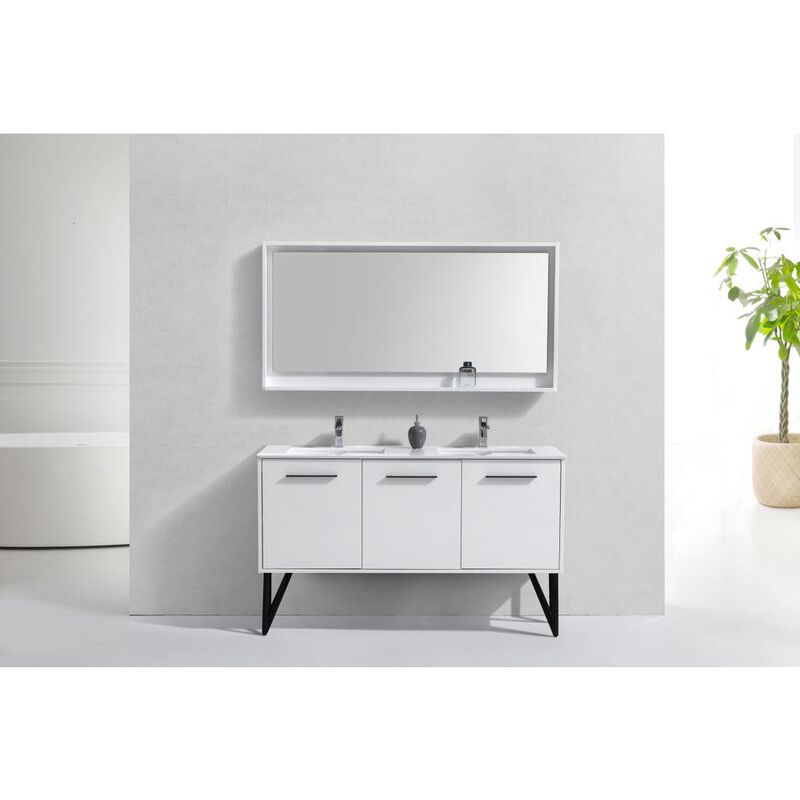 Kubebath Bosco 60 Double Sink Modern Bathroom Vanity w/ Quartz Countertop