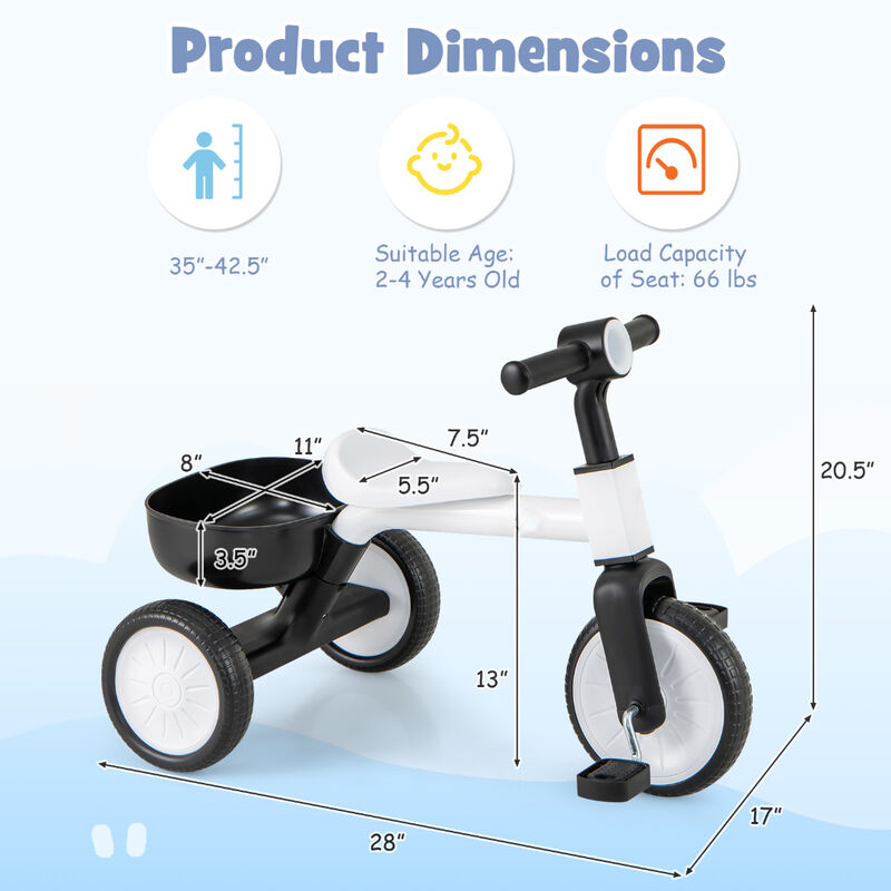 Toddler 3 Wheel Tricycle with 86&deg; Limited Steering and Carbon Steel Frame for Park image number 2