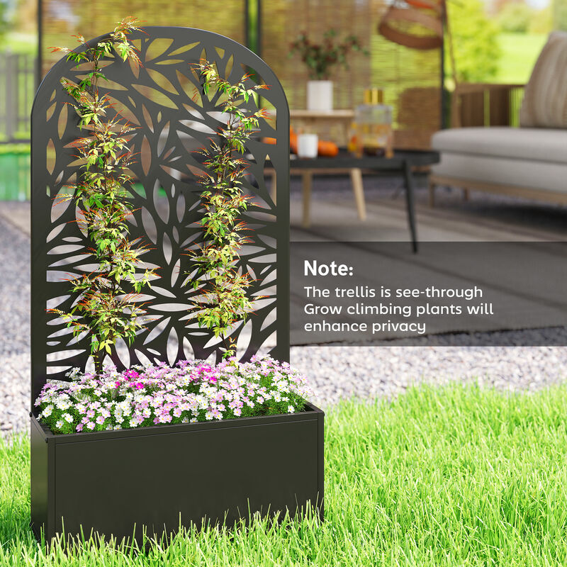 Hivvago Metal Planter Box with Trellis for Garden, Patio, or Balcony image number 7