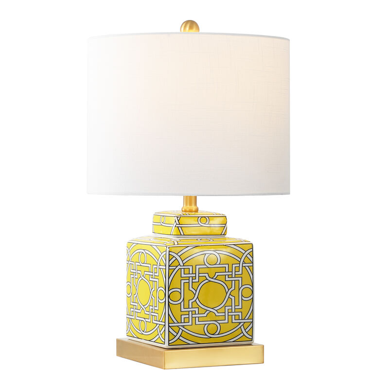 Catherine Modern Transitional Ceramic Metal Square Ginger Jar LED Table Lamp