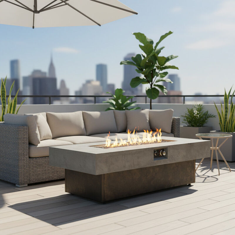Tabletop Propane Fire Pits, 56 x 23 in, 50,000 BTU outdoor firepit table, Suitable for Outdoor, Patio, Balcony, three height options image number 1
