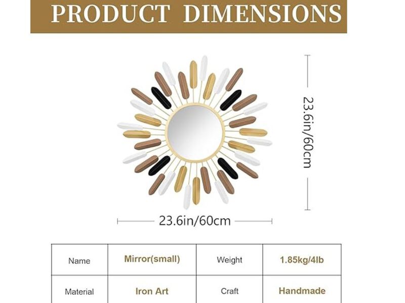 24" Boho Flower Wall Mirror &ndash; Gold Decorative Accent for Entryway & Kitchen