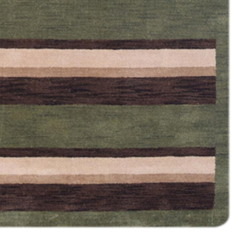 RUGSOTIC CARPETS HAND KNOTTED LOOM WOOL ECO-FRIENDLY AREA RUGS  - 8'x10', Rectangle, Green Brown Color, Contemporary Modern Design, High Pile Handmade Anti Skid Rugs for Living Room (L00904)