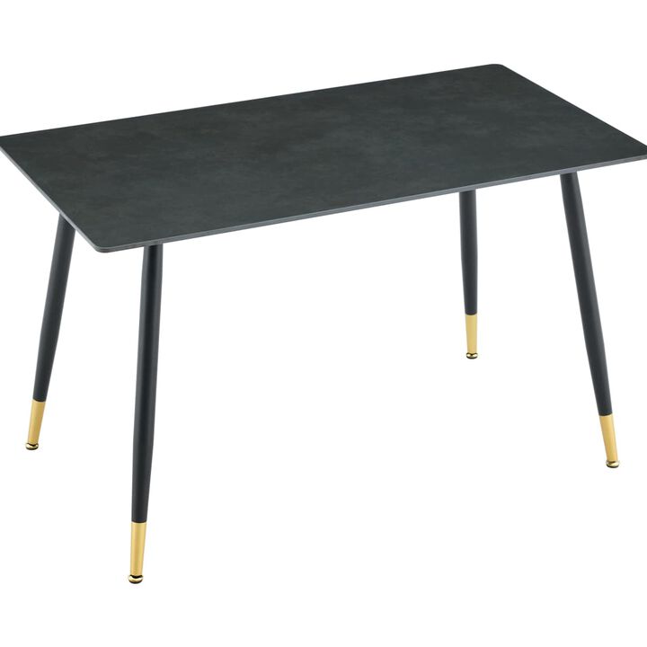 Rectangular Sintered Stone Dining Table Heat and scratch resistant kitchen dining table Metal base dining table with rounded corners