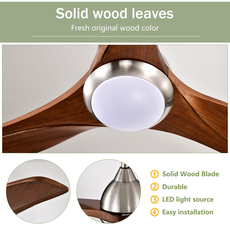 ELEMENT ACE 52-Inch Solid Wood Blade Ceiling Fan with Light Kit and Remote Control for Indoor Outdoor Use image number 3