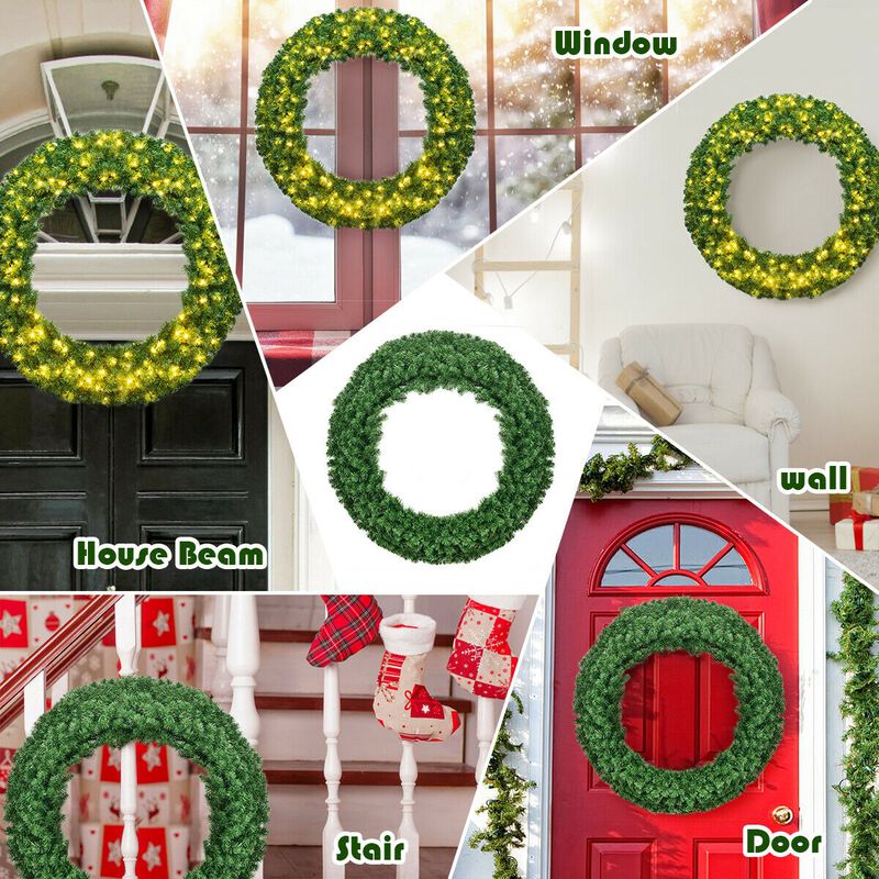 48 Inch Pre-lit Cordless Artificial Christmas Wreath image number 2