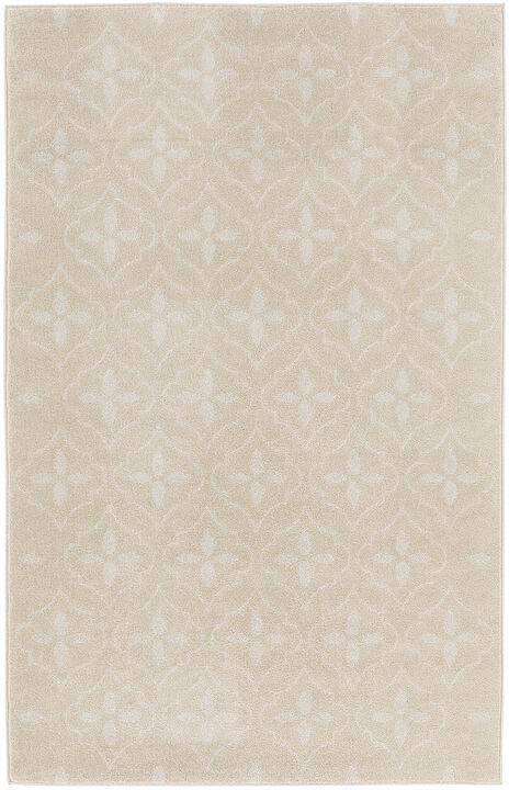 HomeRoots 4' X 6' Ivory And Beige Geometric Indoor Outdoor Area Rug