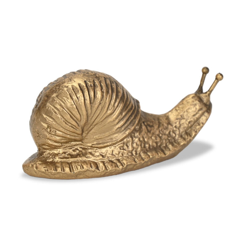HomeRoots 3" Antiqued Gold Cast Iron Snail Figurine image number 2