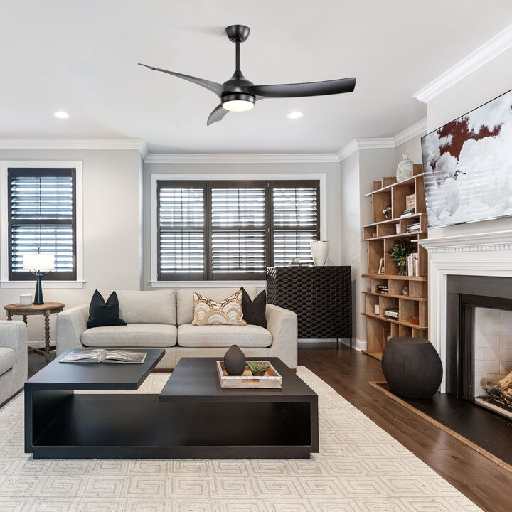 ELEMENT ACE 52 Inch High Efficiency Ceiling Fan with Dimmable Tri-Color 18W LED Light, Remote Control, Ultra Quiet Reversible DC Motor for Large Indoor Spaces