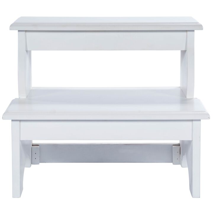 Hivvago 18 Inch White Wood Footstool