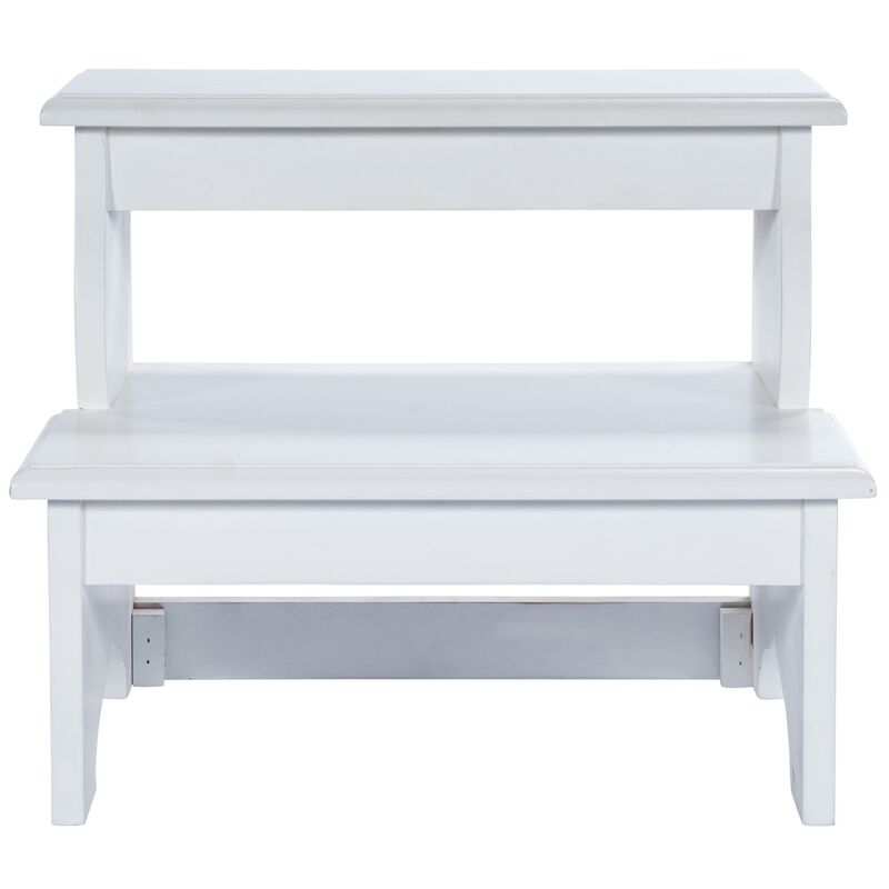 Hivvago 18 Inch White Wood Footstool