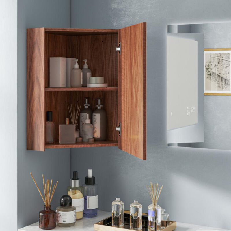 Hivvago Corner Medicine Cabinet with Mirror with Open Mirror Door and Adjustable Shelf