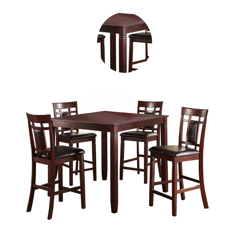 Swish Cashew Wood 5 Pieces Counter Height Dining Set In Brown