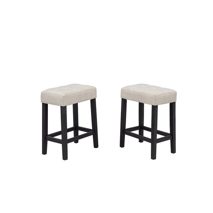 Caden Upholstered Counter Height Stools, Beige/Black Charcoal