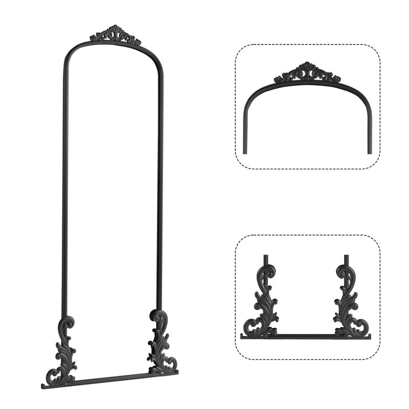 HomeRoots 68" Black Metal Arch Framed Full Length Mirror image number 3