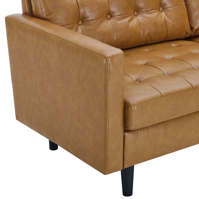 Exalt Tufted Vegan Leather Sofa Brown EEI-4446-TAN