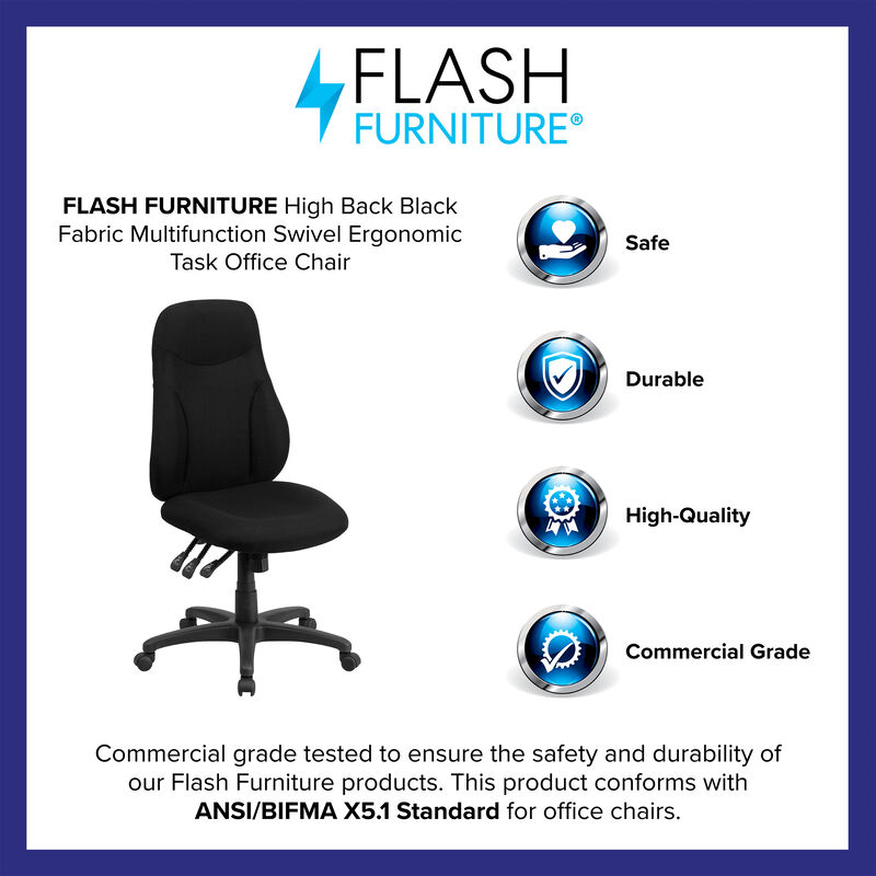 Hughes High Back Fabric Multifunction Swivel Ergonomic Task Office Chair image number 3