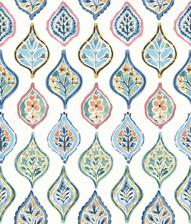 Marketplace Motif White & Multi Wallpaper