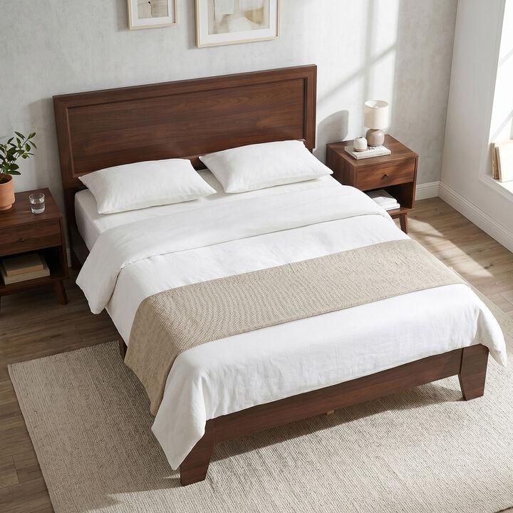Full Size Upholstered Bed Frame with Headboard, No Box Spring Needed