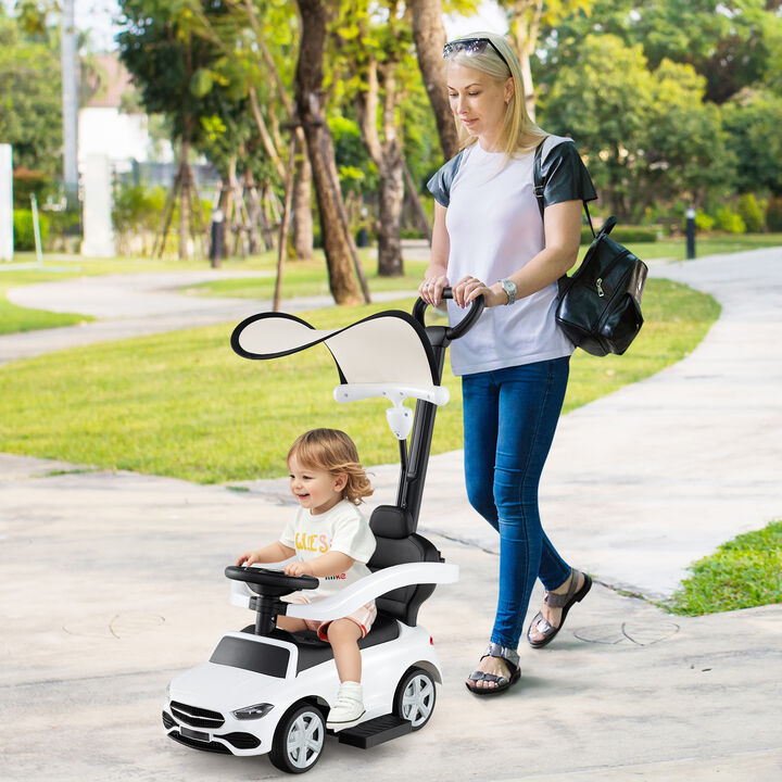 3 in 1 Toddler Ride On Push Car with Canopy Sliding Function and Stroller