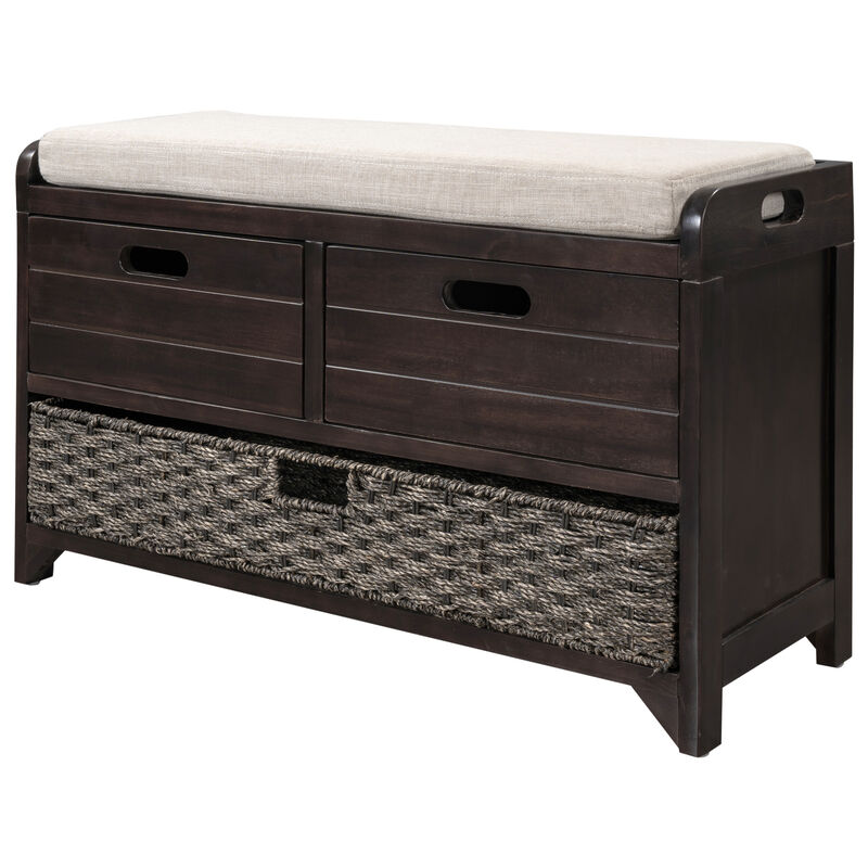 Whisen Storage Bench with Removable Basket and 2 Drawers - Navy