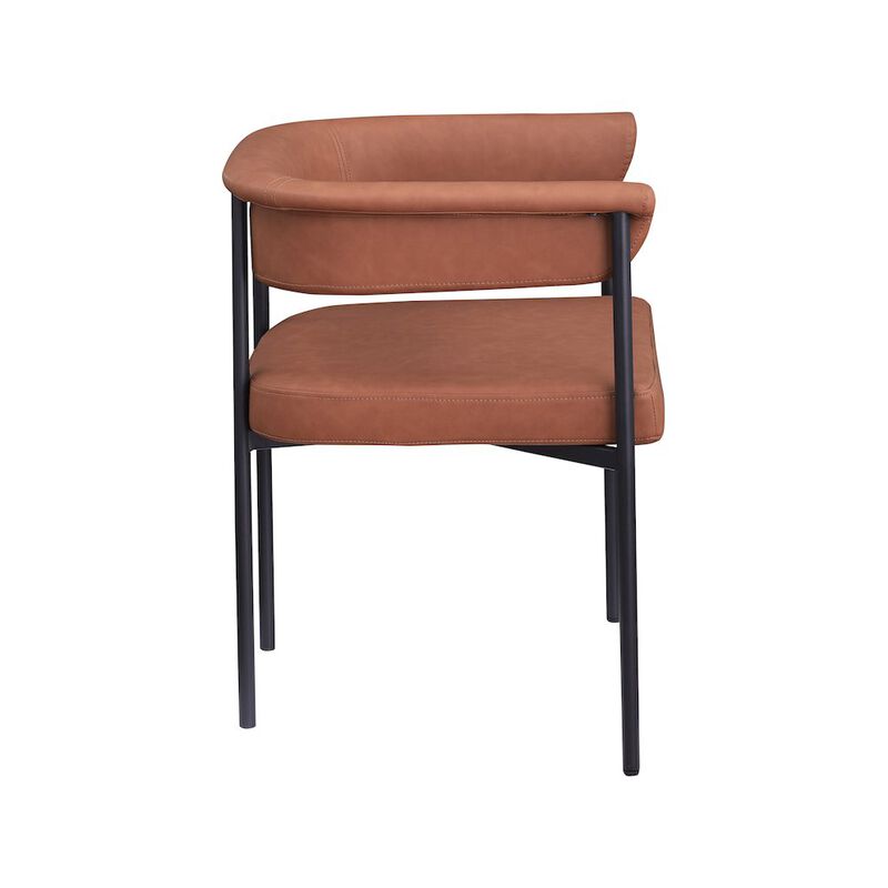 Meridian Furniture Malin Cognac Vegan Leather Dining Chair, Set of 2