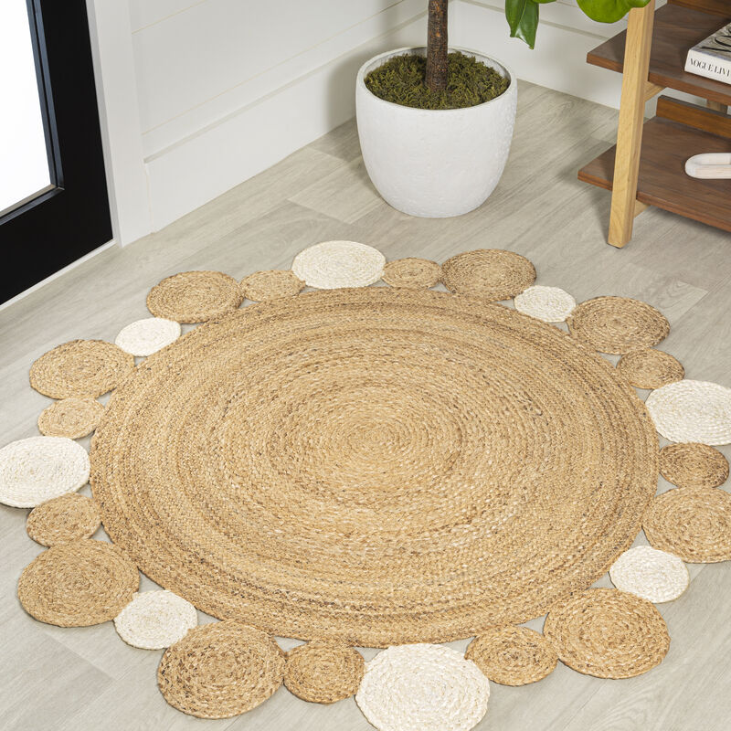 Ayana Two Tone Jute Hippy Round Area Rug