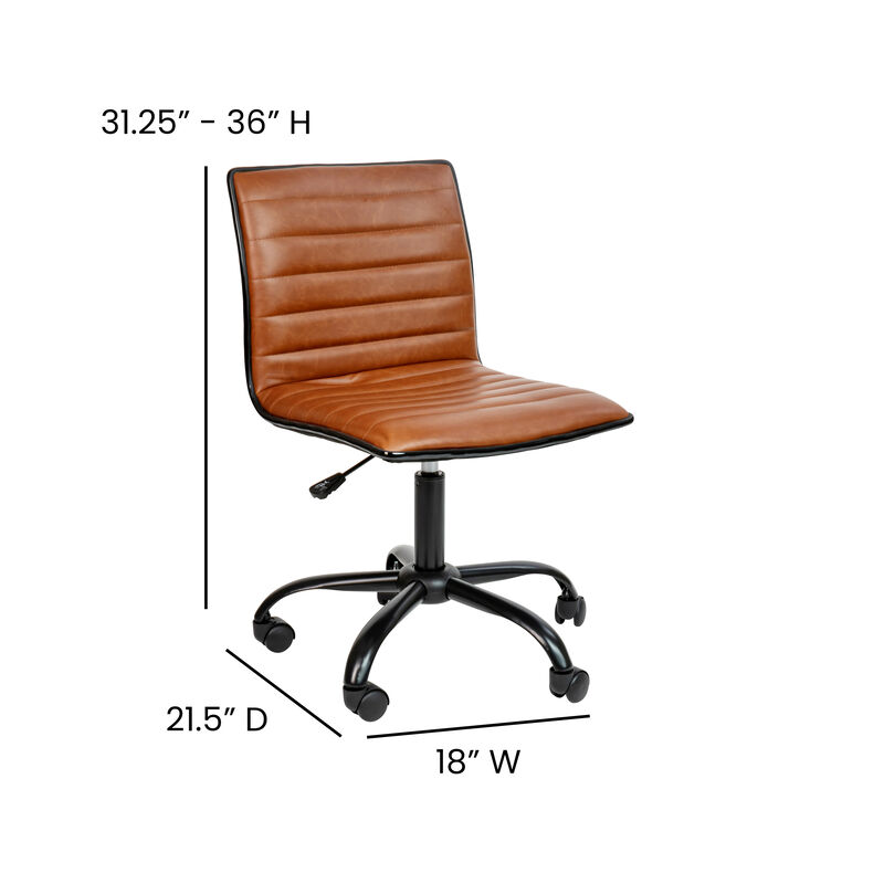 Alan Low Back Designer Armless Ribbed Swivel Task Office Chair image number 4