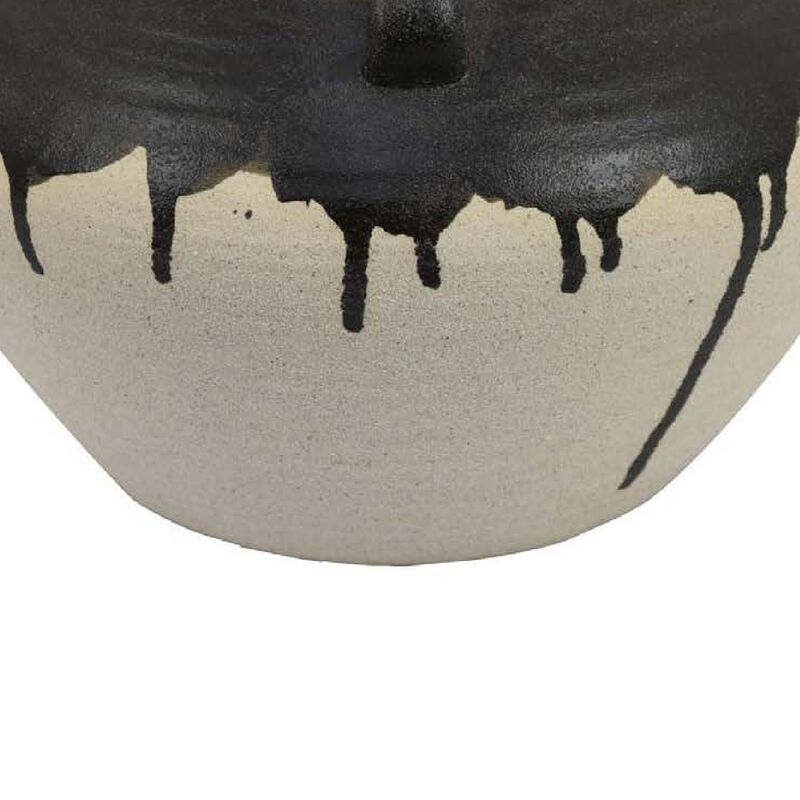 Caleb Accent Vase with Drip Pattern, Angled Handles Black Gray Ceramic
