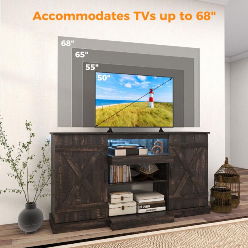 Hivvago 58 Inches TV stand for TVs up to 65 Inches with 20 Color Led Lights-Coffee