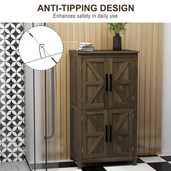 Freestanding Bathroom Floor Cabinet with Shelves for Towels and Toiletries