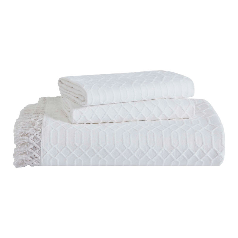 Geometric Fringe Cotton Bedspread Set, 3-Piece Lightweight Comfort image number 1