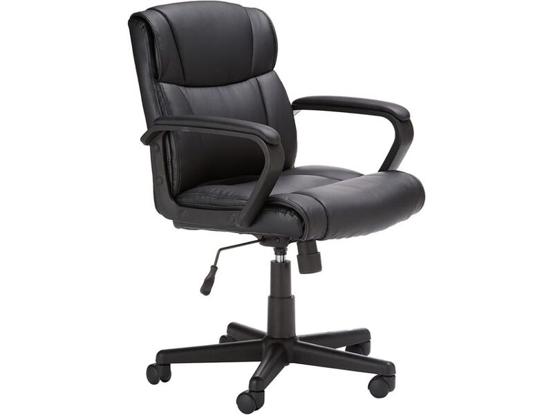 Office Chair &ndash; Black Faux Leather Mid‑Back Task Seat with Wheels, Armrests & Adjustable Height image number 0