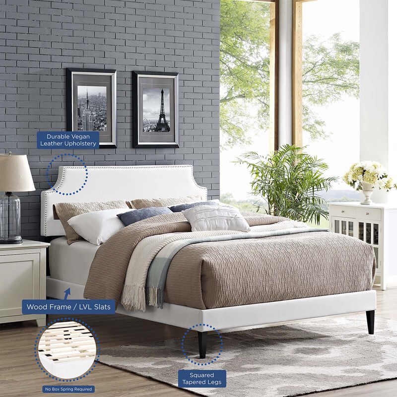 Modway - Corene Queen Vinyl Platform Bed with Squared Tapered Legs