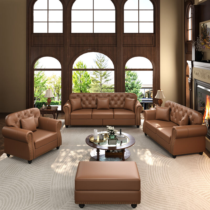 Lerkka Upholstered Faux Leather Sofa Sets image number 2