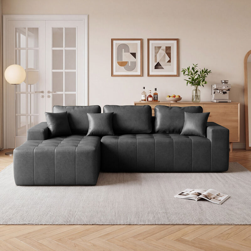 Lubcle Faux Leather Compression Sofa image number 2