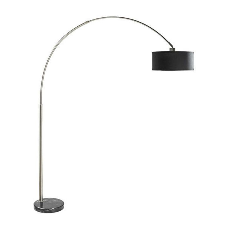 QuikFurn Modern 81-inch Tall Arch Floor Lamp with Black Drum Shade and Marble Base
