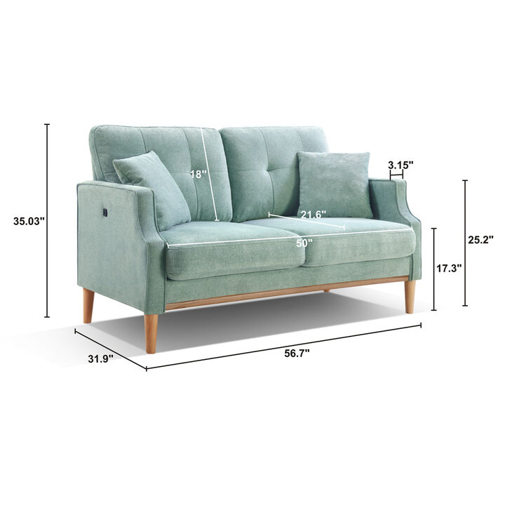 Living Space sofa 2 seater, Loveseat With Waterproof Fabric Baby Blue, USB Charge