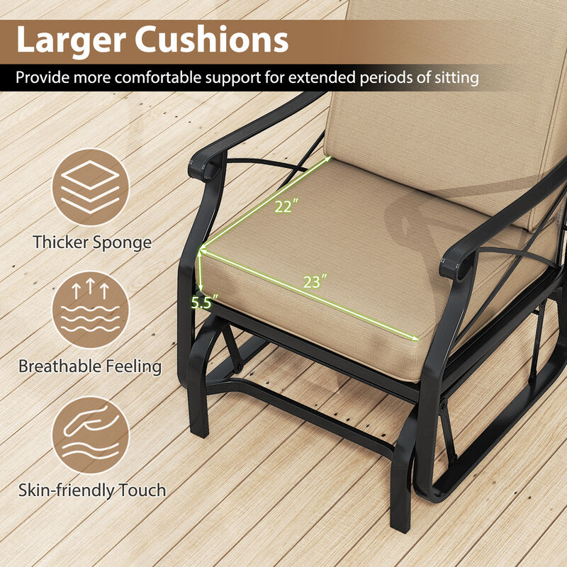 Outdoor Rocking Glider Chair with Thick Cushions and Metal Frame image number 5