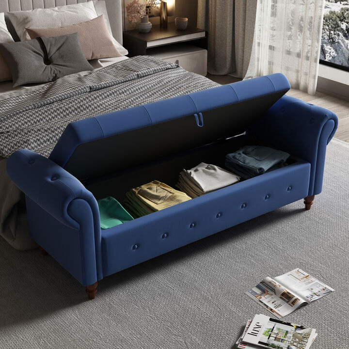 Streamdale Bed Bench Navy Blue Fabric