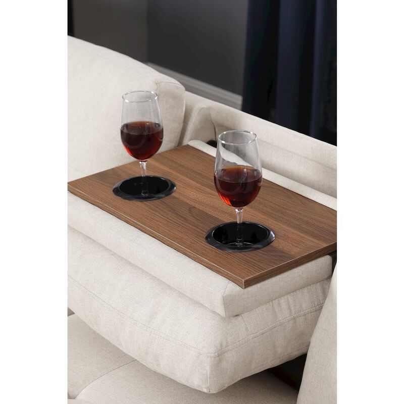 Devion Furniture Polyester Fabric Sectional Sofa with Ottoman-Beige