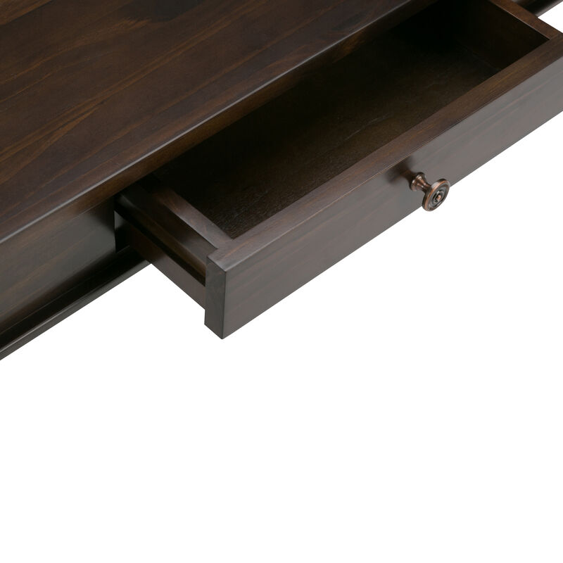 Carlton SOLID WOOD 44 inch Wide Rectangle Transitional Coffee Table in Dark Tobacco Brown