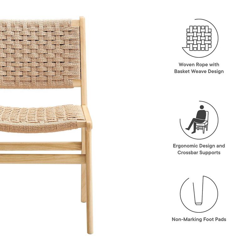 Saoirse Woven Rope Wood Dining Side Chair Set of 2 image number 1