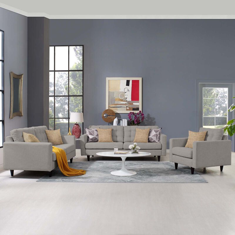 Empress Sofa, Loveseat and Armchair Set of 3 Gray image number 2