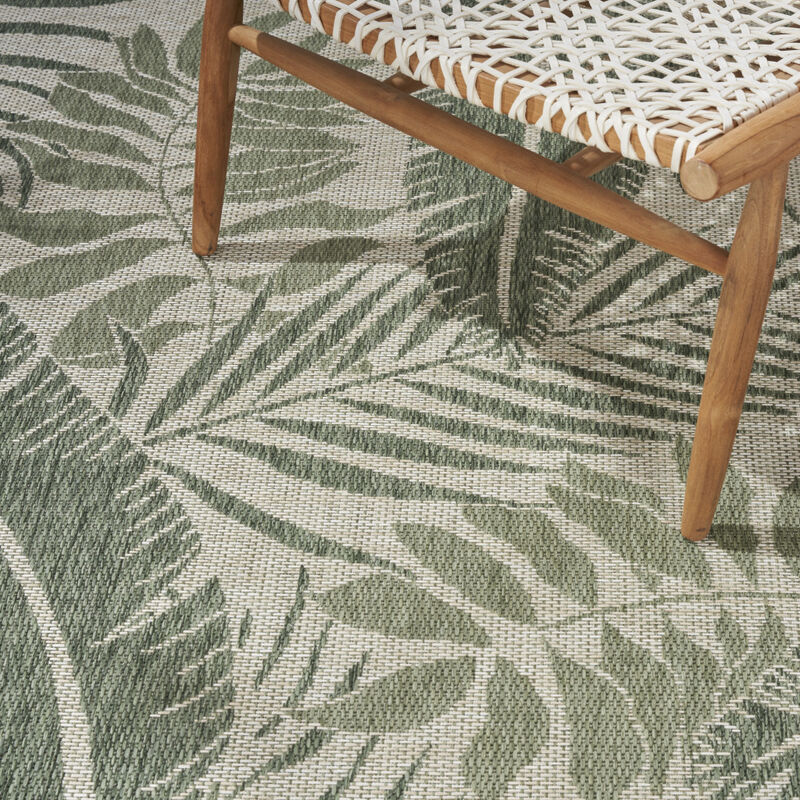 HomeRoots 6' X 9' Ivory And Green Palm Leaf Indoor Outdoor Area Rug image number 3